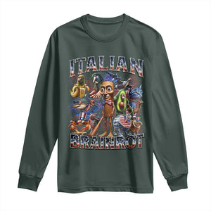 Funny Italian Brainrot Meme 4th of July Long Sleeve Shirt TS14 Dark Forest Green Print Your Wear