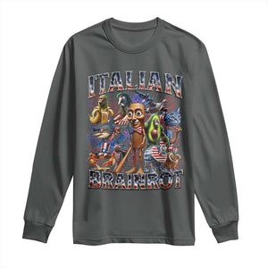 Funny Italian Brainrot Meme 4th of July Long Sleeve Shirt TS14 Dark Heather Print Your Wear