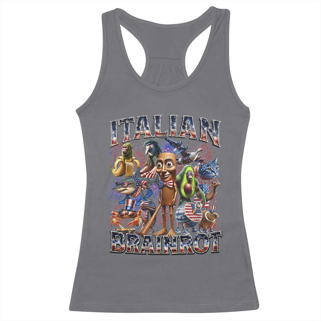 Funny Italian Brainrot Meme 4th of July Racerback Tank Top TS14 Charcoal Print Your Wear