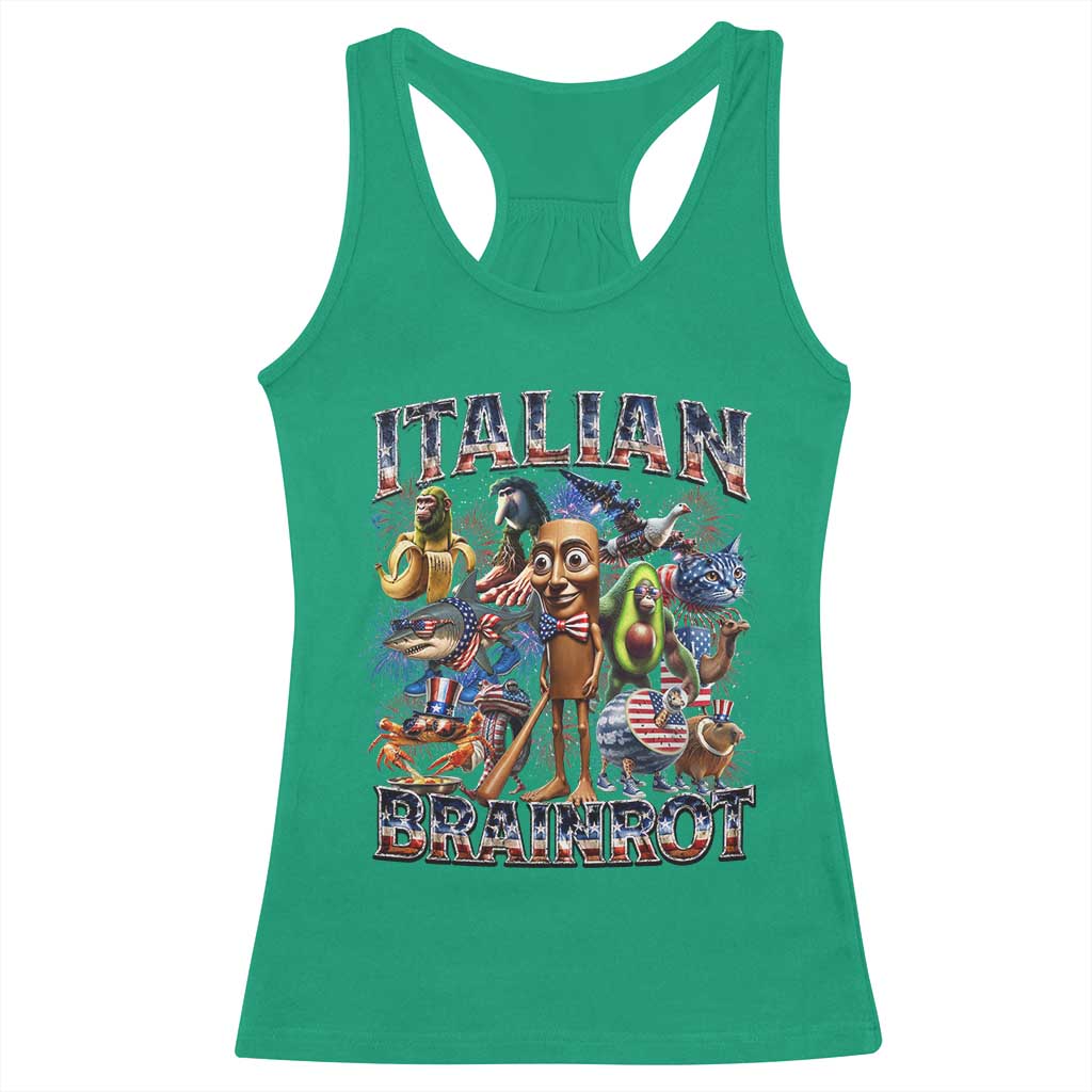 Funny Italian Brainrot Meme 4th of July Racerback Tank Top TS14 Irish Green Print Your Wear