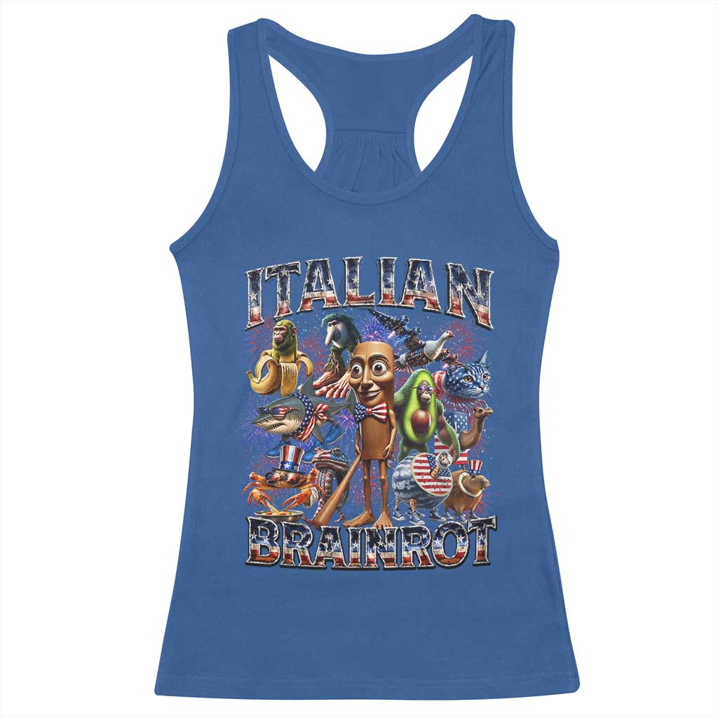 Funny Italian Brainrot Meme 4th of July Racerback Tank Top TS14 Royal Blue Print Your Wear