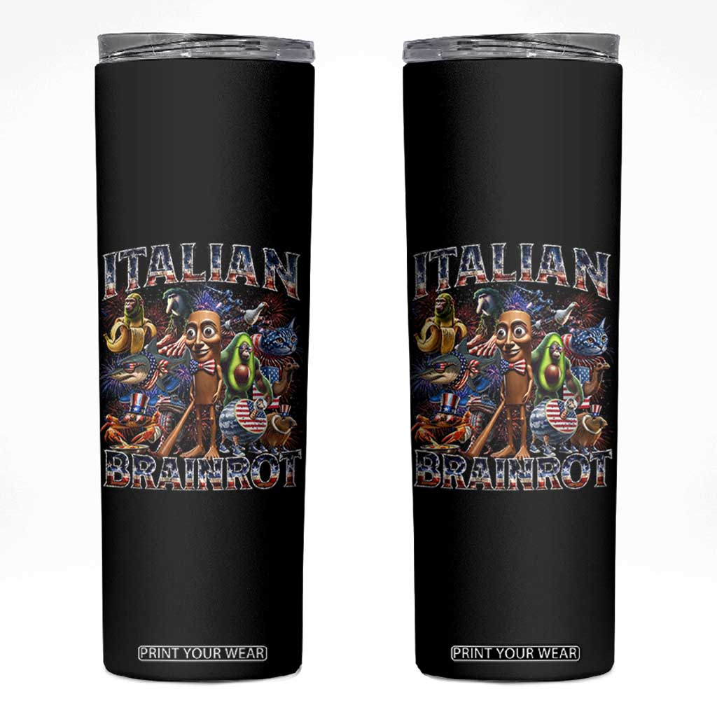 Funny Italian Brainrot Meme 4th of July Skinny Tumbler TS14 Black Print Your Wear