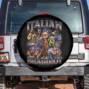 Funny Italian Brainrot Meme 4th of July Spare Tire Cover TS14 No hole Black Print Your Wear