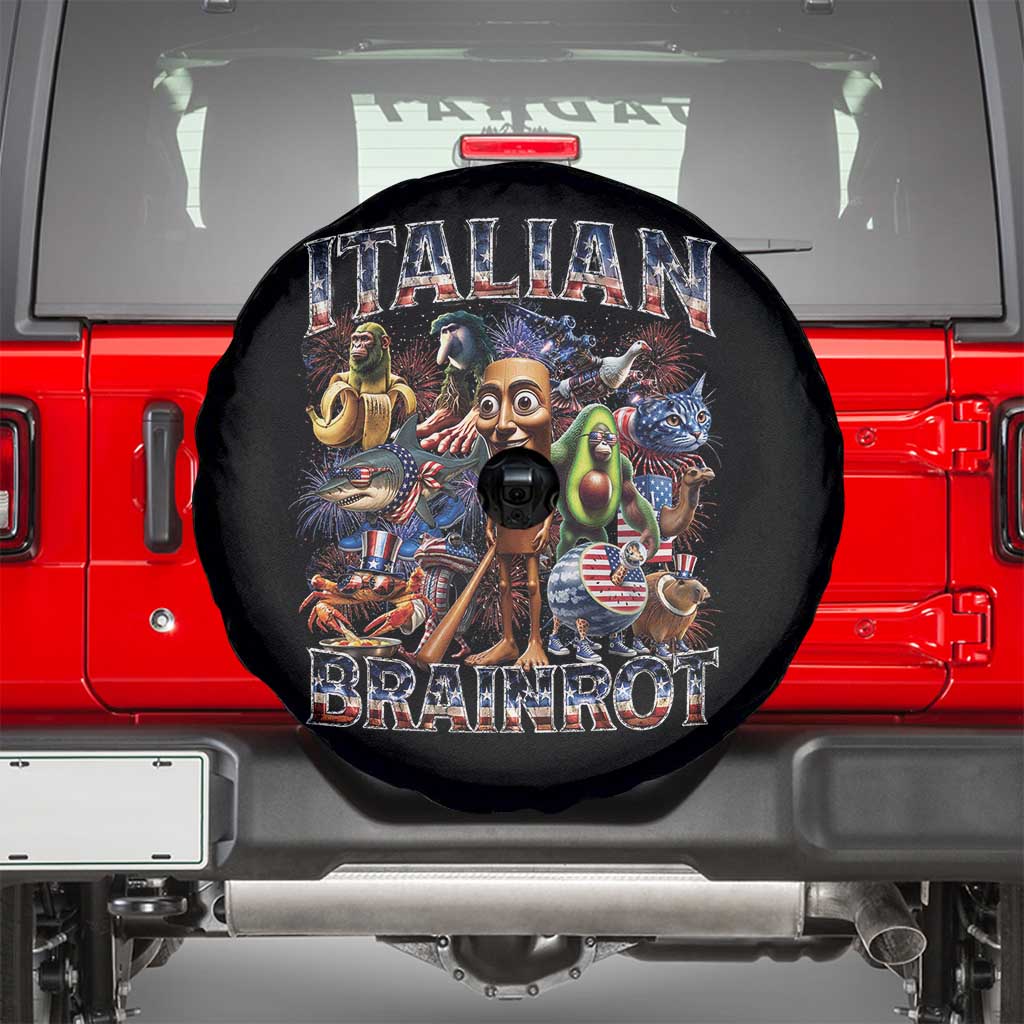 Funny Italian Brainrot Meme 4th of July Spare Tire Cover TS14 Black Print Your Wear