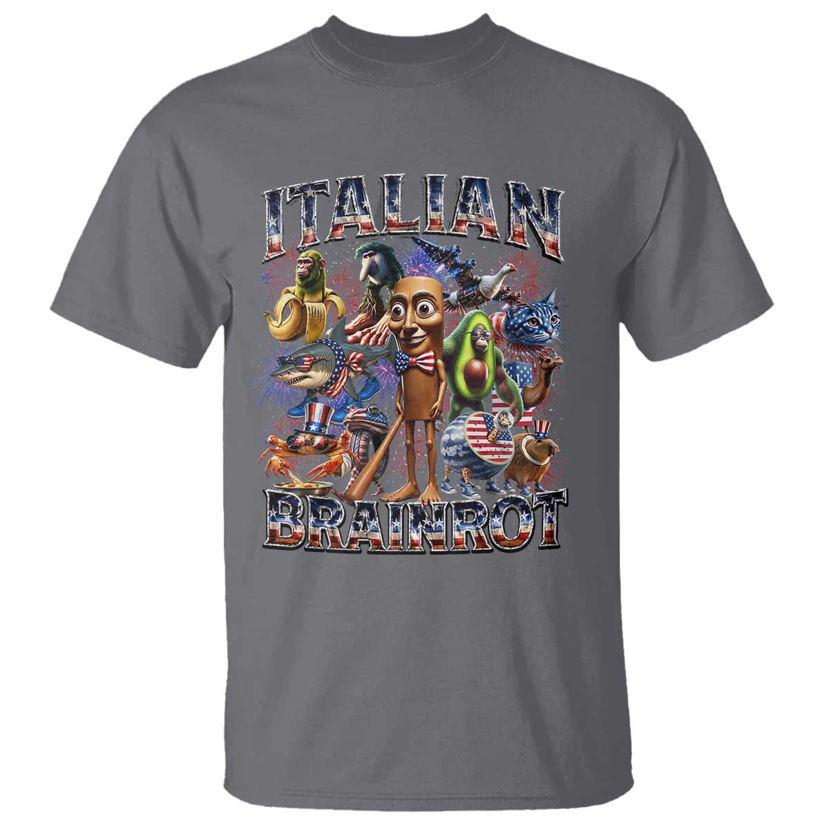 Funny Italian Brainrot Meme 4th of July T Shirt TS14 Charcoal Print Your Wear