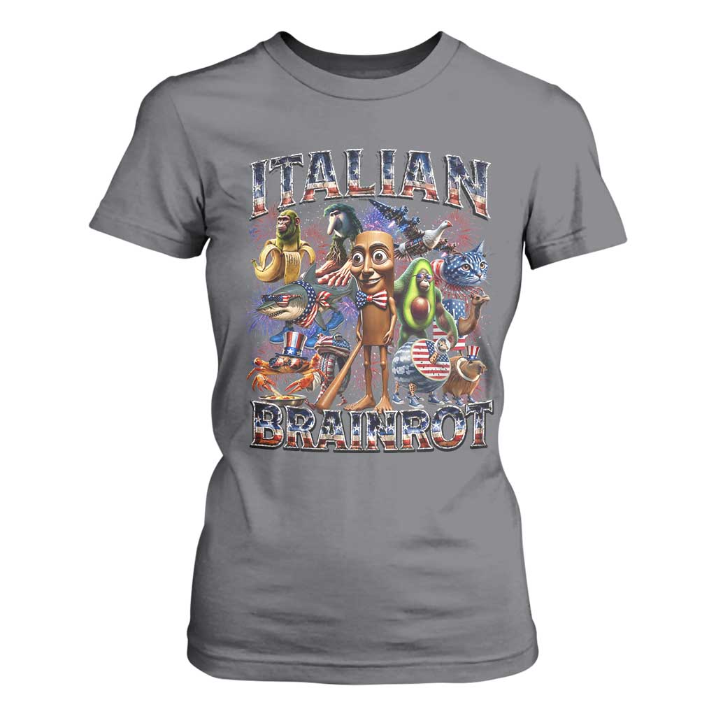 Funny Italian Brainrot Meme 4th of July T Shirt For Women TS14 Charcoal Print Your Wear