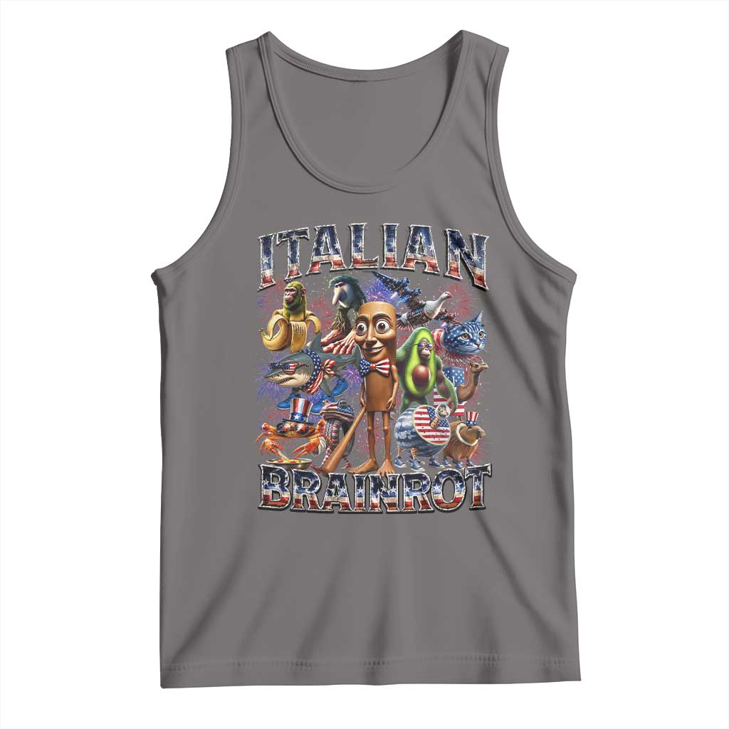 Funny Italian Brainrot Meme 4th of July Tank Top TS14 Deep Heather Print Your Wear
