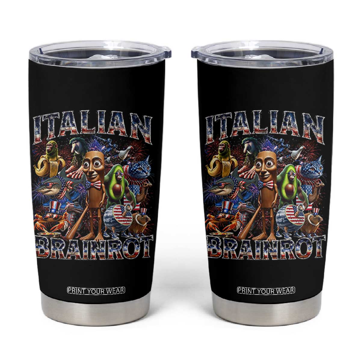 Funny Italian Brainrot Meme 4th of July Tumbler Cup TS14 Black Print Your Wear