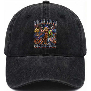 Funny Italian Brainrot Meme 4th of July Washed Cotton Baseball Cap
