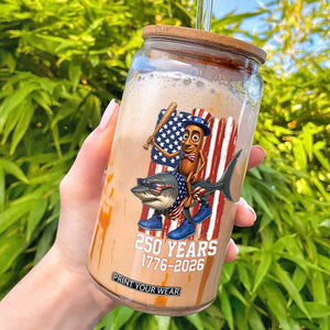 250th America Anniversary Glass Can Funny Tung Tung Tung Sahur Tralalero Tralala 4th of July