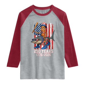 250th America Anniversary Raglan Shirt Funny Tung Tung Tung Sahur Tralalero Tralala 4th of July