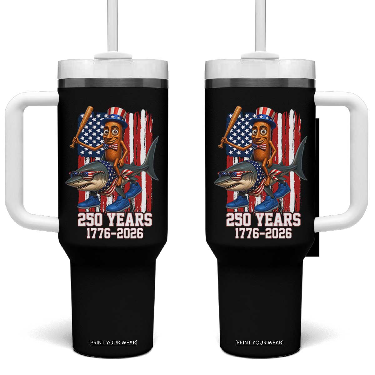 250th America Anniversary Tumbler With Handle Funny Tung Tung Tung Sahur Tralalero Tralala 4th of July