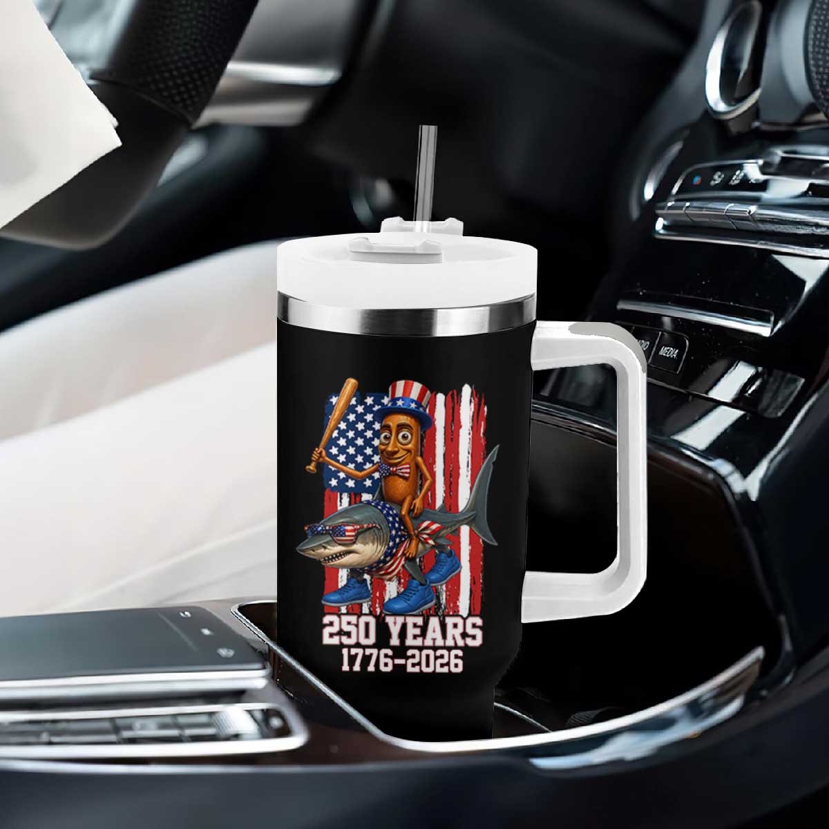250th America Anniversary Tumbler With Handle Funny Tung Tung Tung Sahur Tralalero Tralala 4th of July