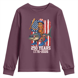 250th America Anniversary Youth Sweatshirt Funny Tung Tung Tung Sahur Tralalero Tralala 4th of July