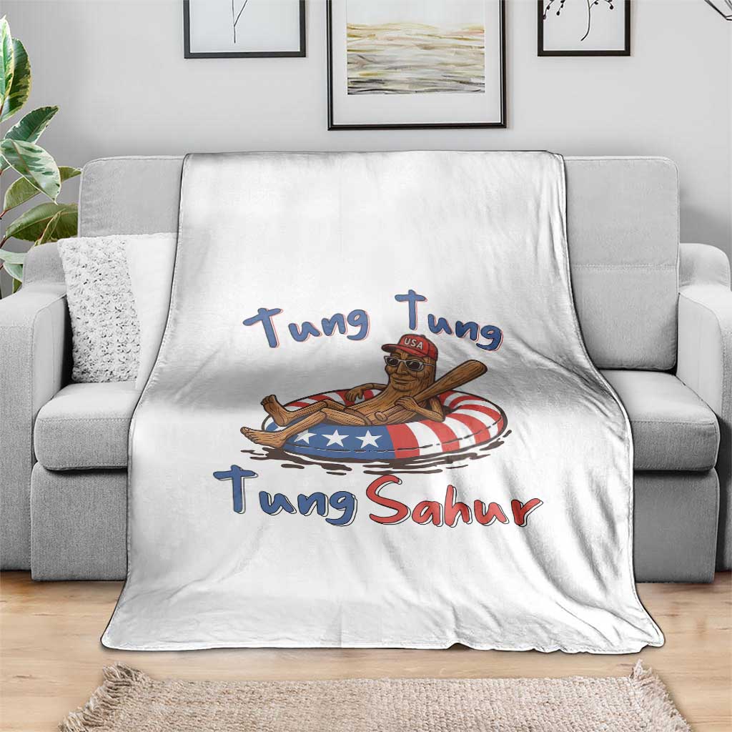 Tung Tung Tung Sahur Italian Brainrot 4th of July Throw Blanket