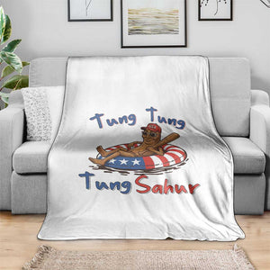 Tung Tung Tung Sahur Italian Brainrot 4th of July Throw Blanket