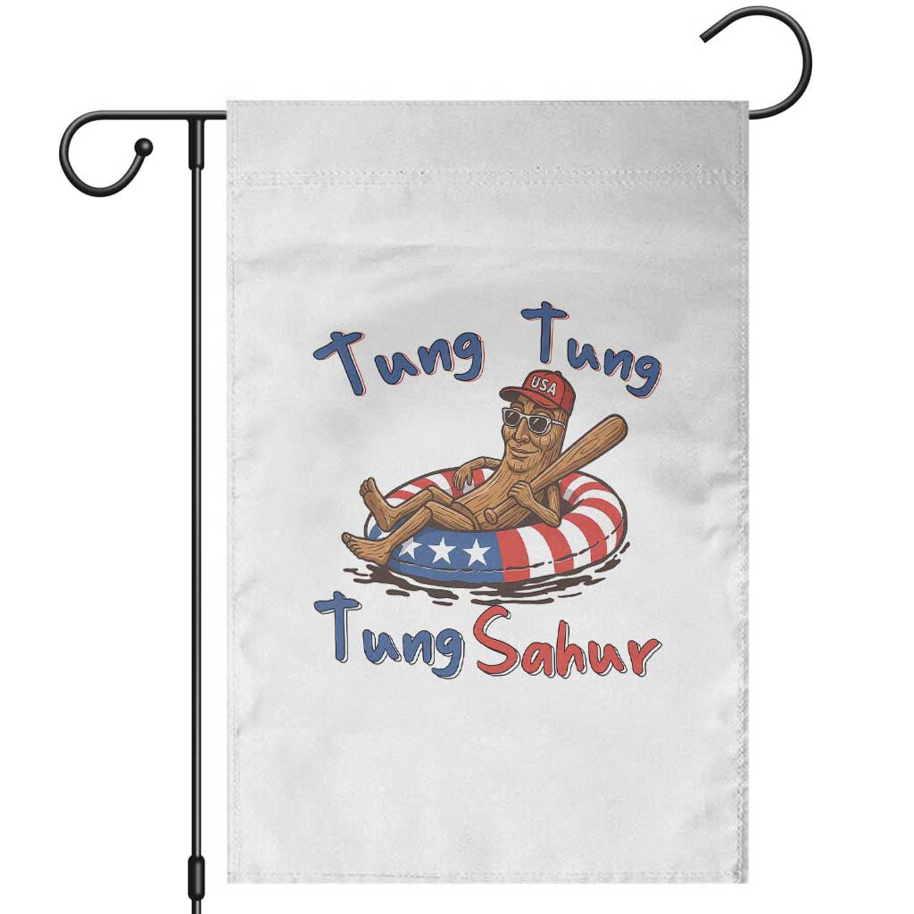Tung Tung Tung Sahur Italian Brainrot 4th of July Garden Flag TS14 White Print Your Wear