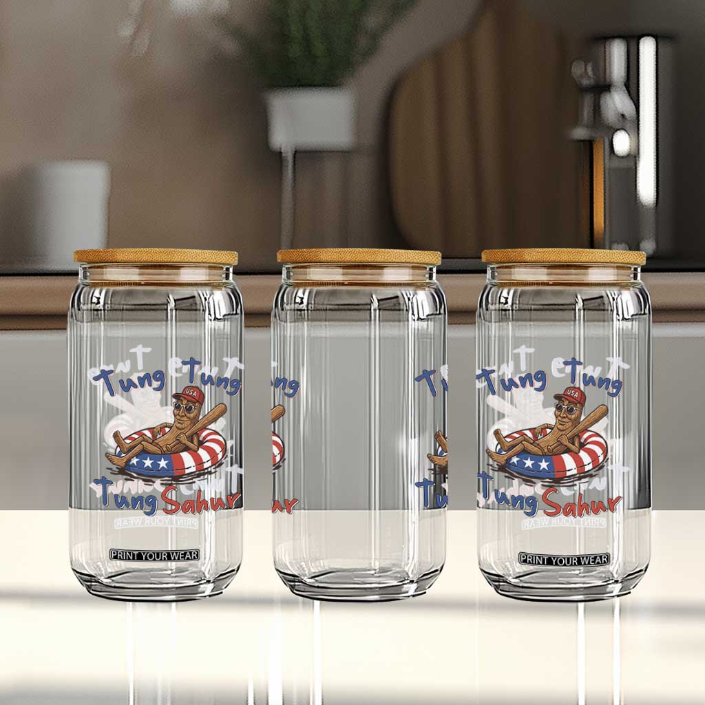 Tung Tung Tung Sahur Italian Brainrot 4th of July Glass Can