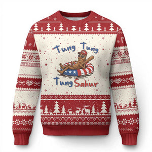Tung Tung Tung Sahur Italian Brainrot 4th of July Ugly Christmas Sweater