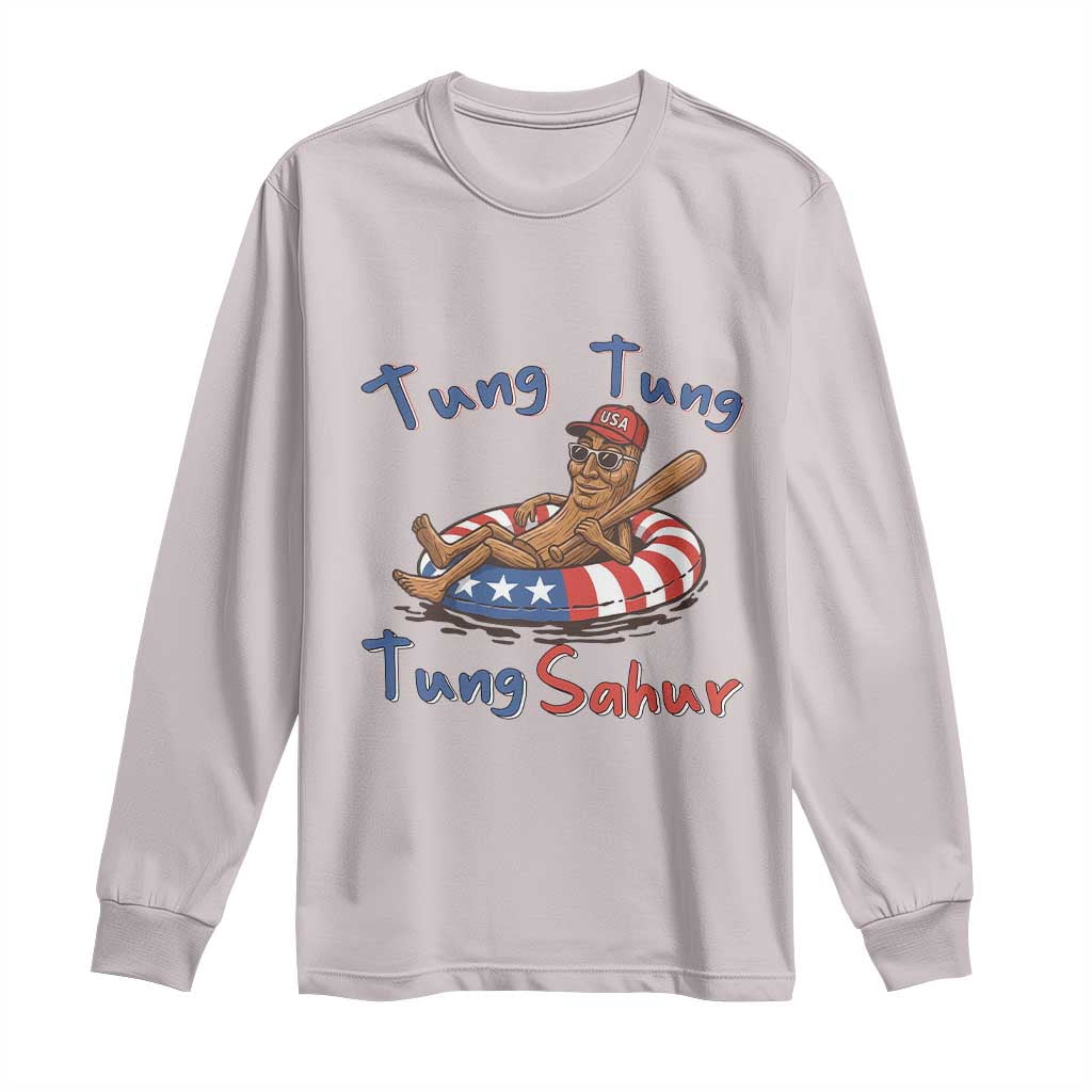 Tung Tung Tung Sahur Italian Brainrot 4th of July Long Sleeve Shirt