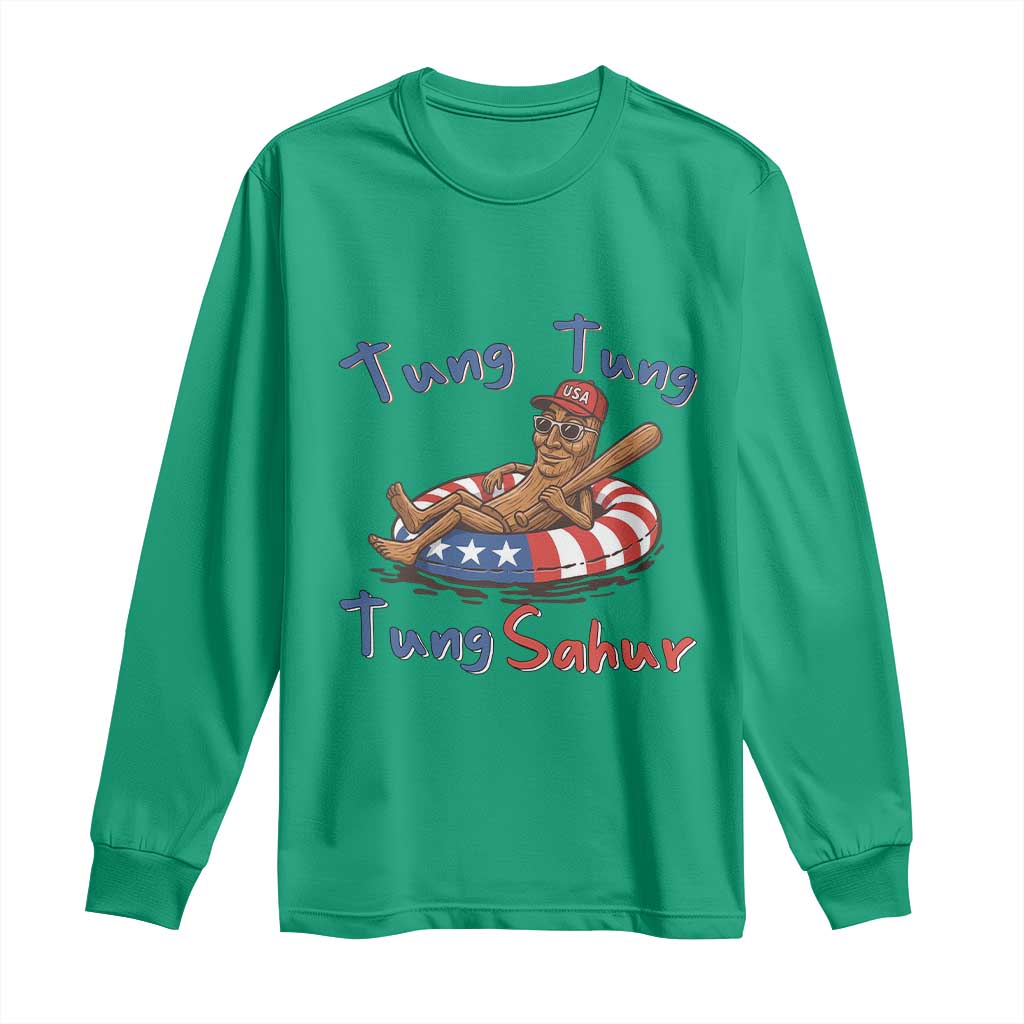 Tung Tung Tung Sahur Italian Brainrot 4th of July Long Sleeve Shirt
