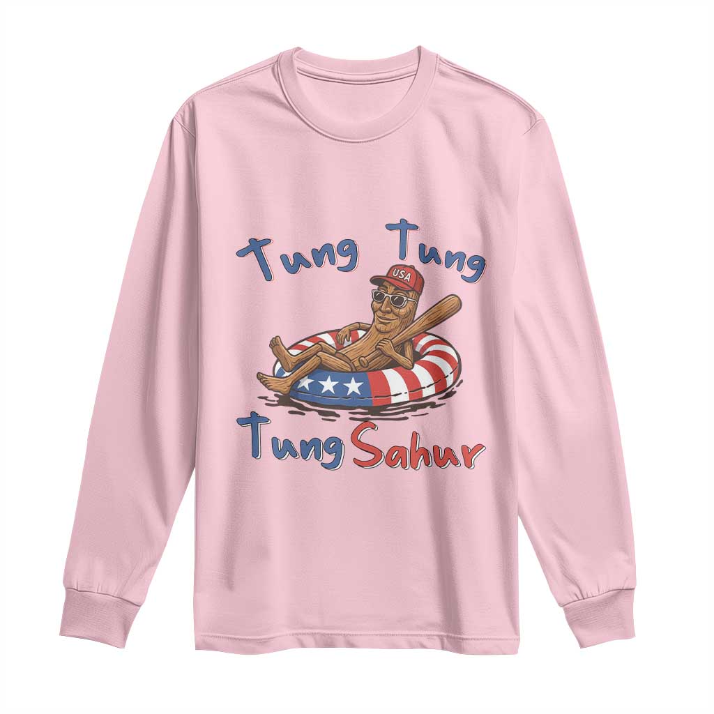 Tung Tung Tung Sahur Italian Brainrot 4th of July Long Sleeve Shirt