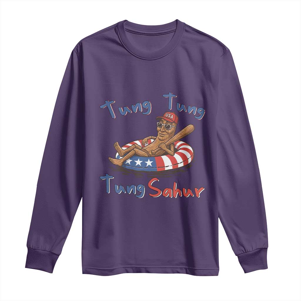 Tung Tung Tung Sahur Italian Brainrot 4th of July Long Sleeve Shirt