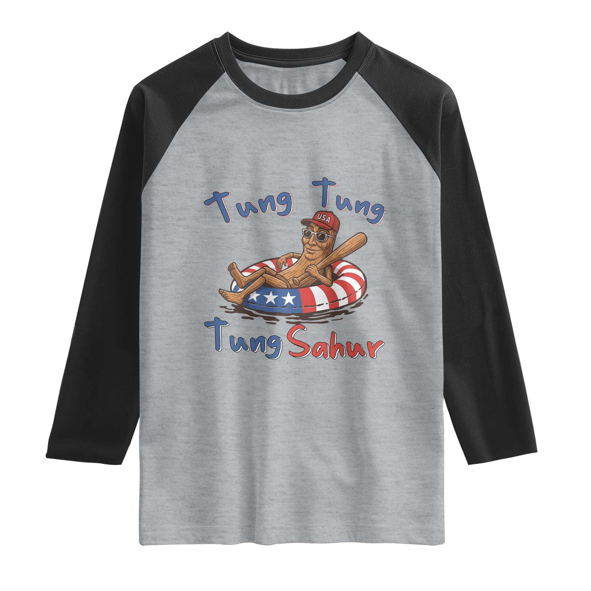 Tung Tung Tung Sahur Italian Brainrot 4th of July Raglan Shirt