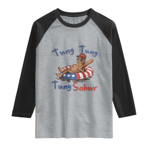 Tung Tung Tung Sahur Italian Brainrot 4th of July Raglan Shirt