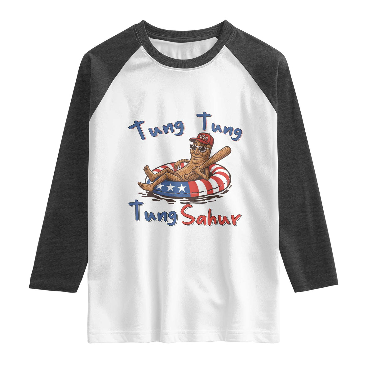 Tung Tung Tung Sahur Italian Brainrot 4th of July Raglan Shirt