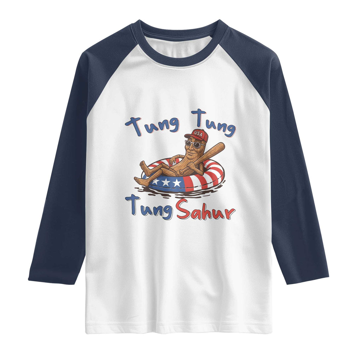 Tung Tung Tung Sahur Italian Brainrot 4th of July Raglan Shirt