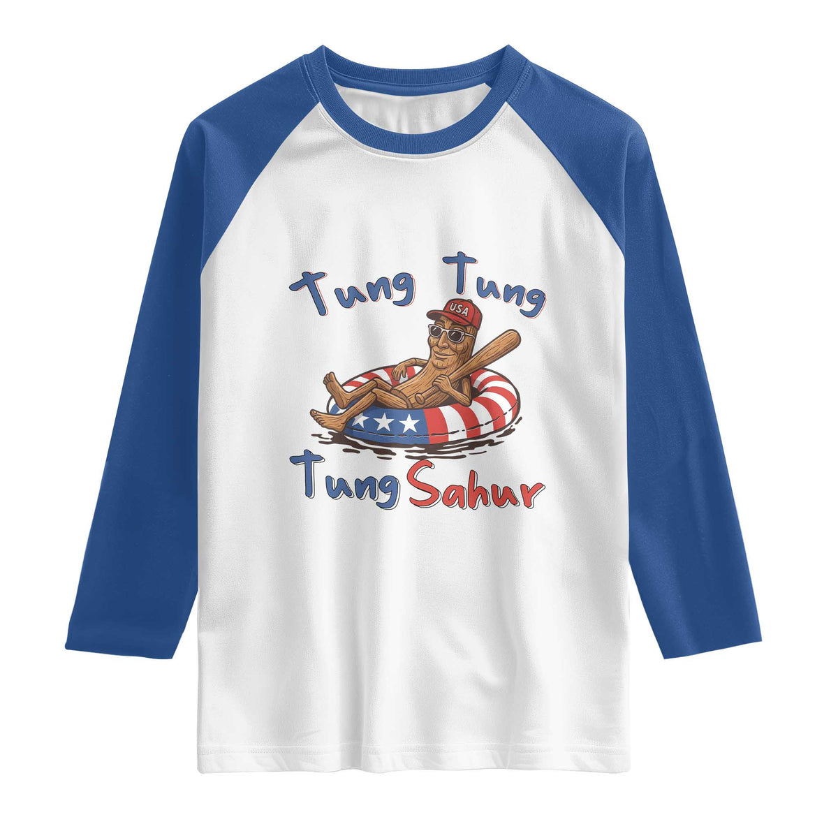 Tung Tung Tung Sahur Italian Brainrot 4th of July Raglan Shirt