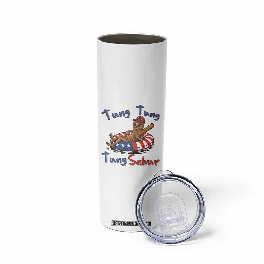 Tung Tung Tung Sahur Italian Brainrot 4th of July Skinny Tumbler