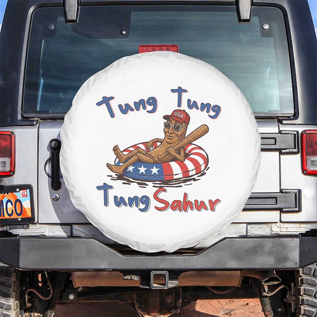 Tung Tung Tung Sahur Italian Brainrot 4th of July Spare Tire Cover TS14 No hole White Print Your Wear