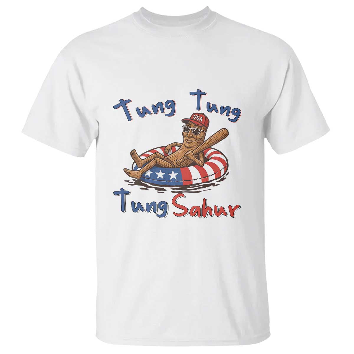 Tung Tung Tung Sahur Italian Brainrot 4th of July T Shirt TS14 White Print Your Wear