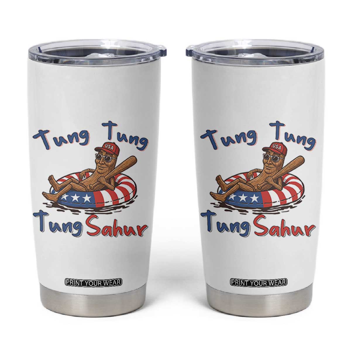 Tung Tung Tung Sahur Italian Brainrot 4th of July Tumbler Cup