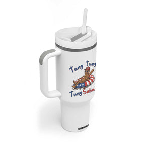 Tung Tung Tung Sahur Italian Brainrot 4th of July Tumbler With Handle