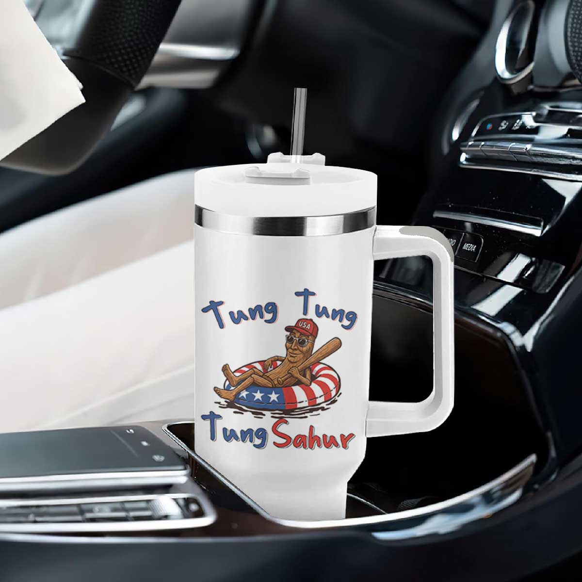Tung Tung Tung Sahur Italian Brainrot 4th of July Tumbler With Handle