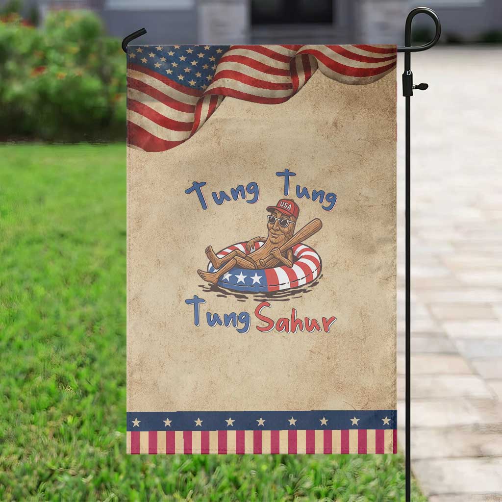 Tung Tung Tung Sahur Italian Brainrot 4th of July Patriotic Garden Flag