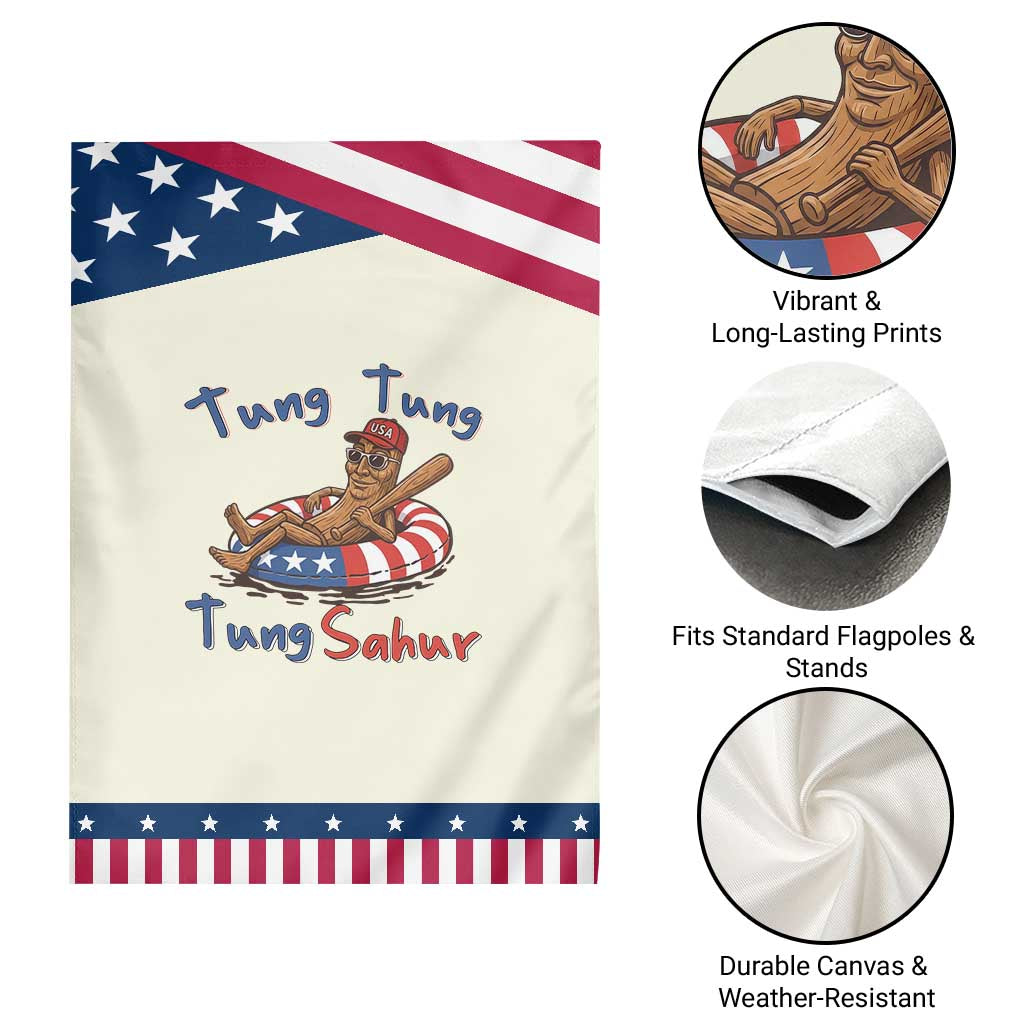 Tung Tung Tung Sahur Italian Brainrot 4th of July Patriotic Garden Flag