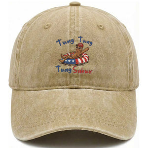 Tung Tung Tung Sahur Italian Brainrot 4th of July Washed Cotton Baseball Cap