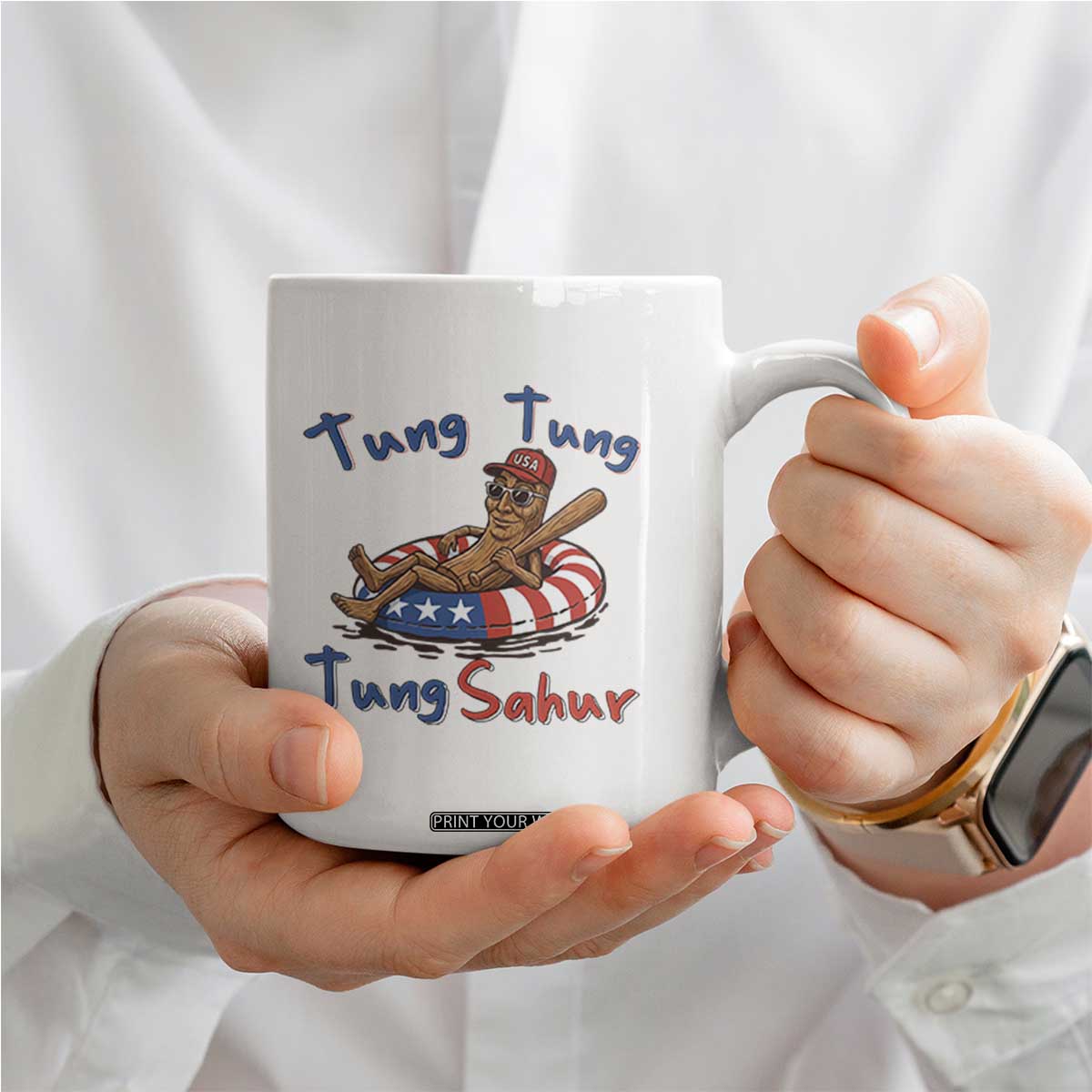 Tung Tung Tung Sahur Italian Brainrot 4th of July Coffee Mug
