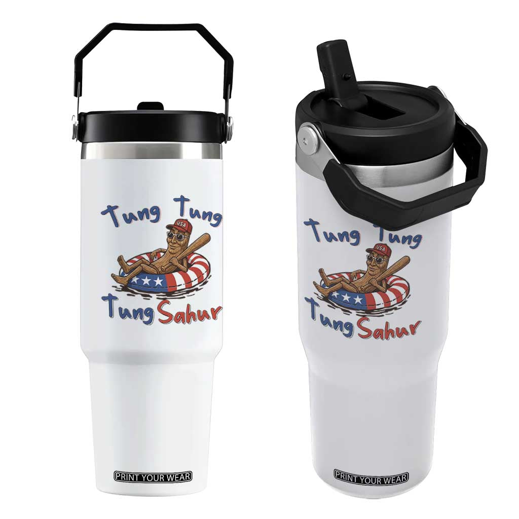 Tung Tung Tung Sahur Italian Brainrot 4th of July Flip Straw Tumbler