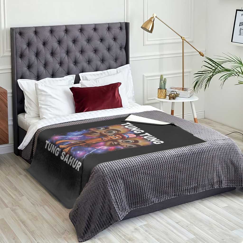 Tung Tung Sahur Italian Brainrot 4th Of July Meme Throw Blanket TS14 Print Your Wear