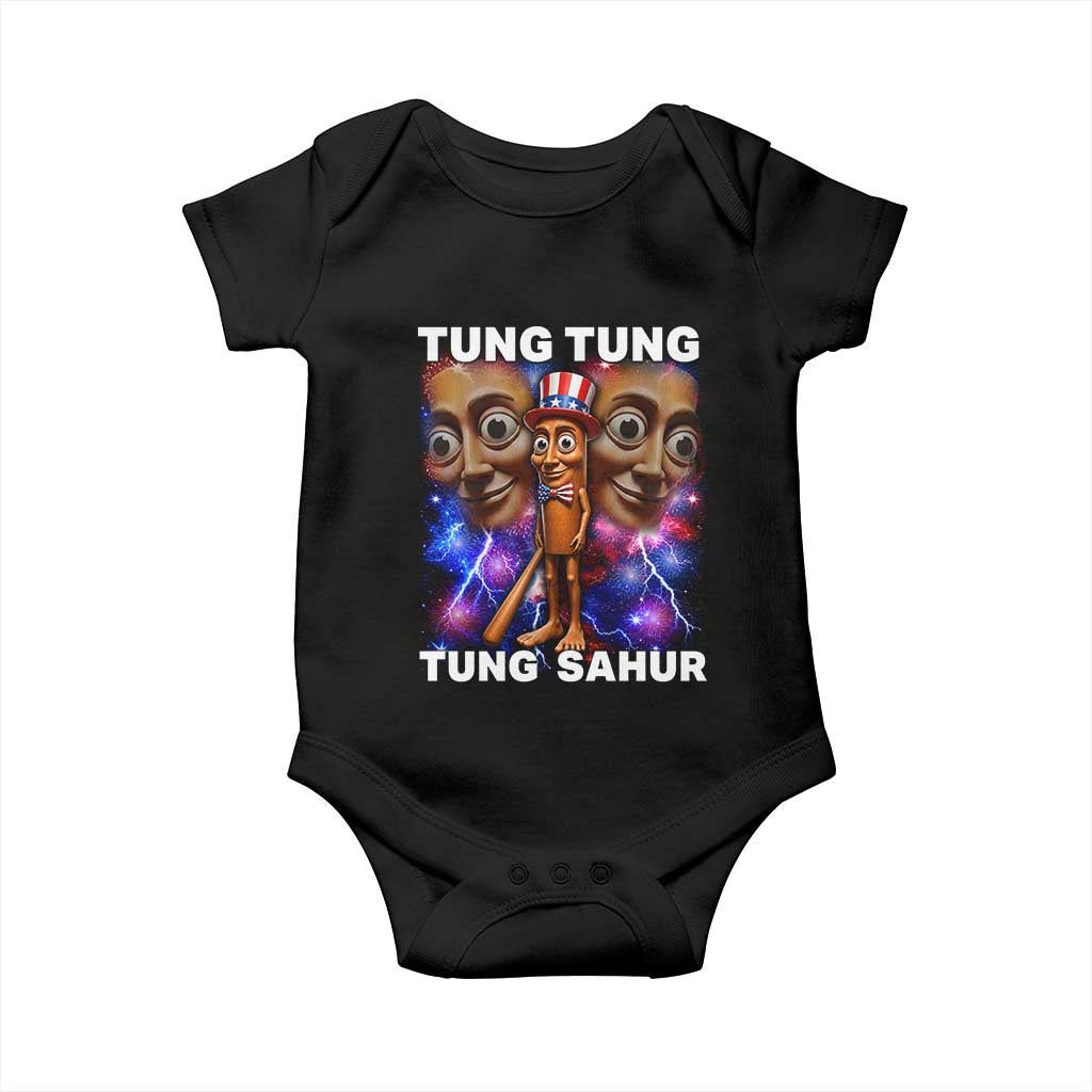 Tung Tung Sahur Italian Brainrot 4th Of July Meme Baby Onesie TS14 Black Print Your Wear