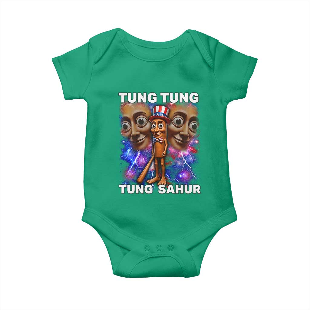 Tung Tung Sahur Italian Brainrot 4th Of July Meme Baby Onesie TS14 Irish Green Print Your Wear