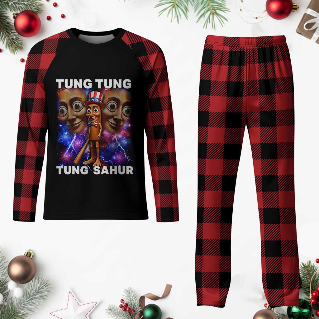 Tung Tung Sahur Italian Brainrot 4th Of July Meme Plaid Pajama Set TS14 Buffalo Plaid Print Your Wear