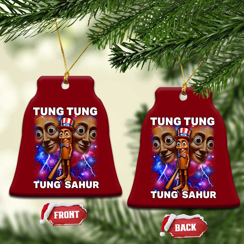 Tung Tung Sahur Italian Brainrot 4th Of July Meme Ceramic Ornament TS14 Print Your Wear