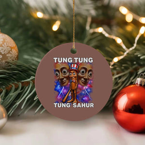 Tung Tung Sahur Italian Brainrot 4th Of July Meme Ceramic Ornament TS14 1pc Mocha Print Your Wear