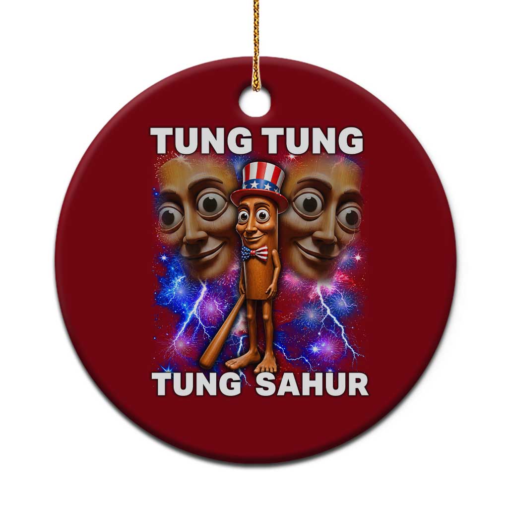 Tung Tung Sahur Italian Brainrot 4th Of July Meme Ceramic Ornament TS14 1pc Red Print Your Wear
